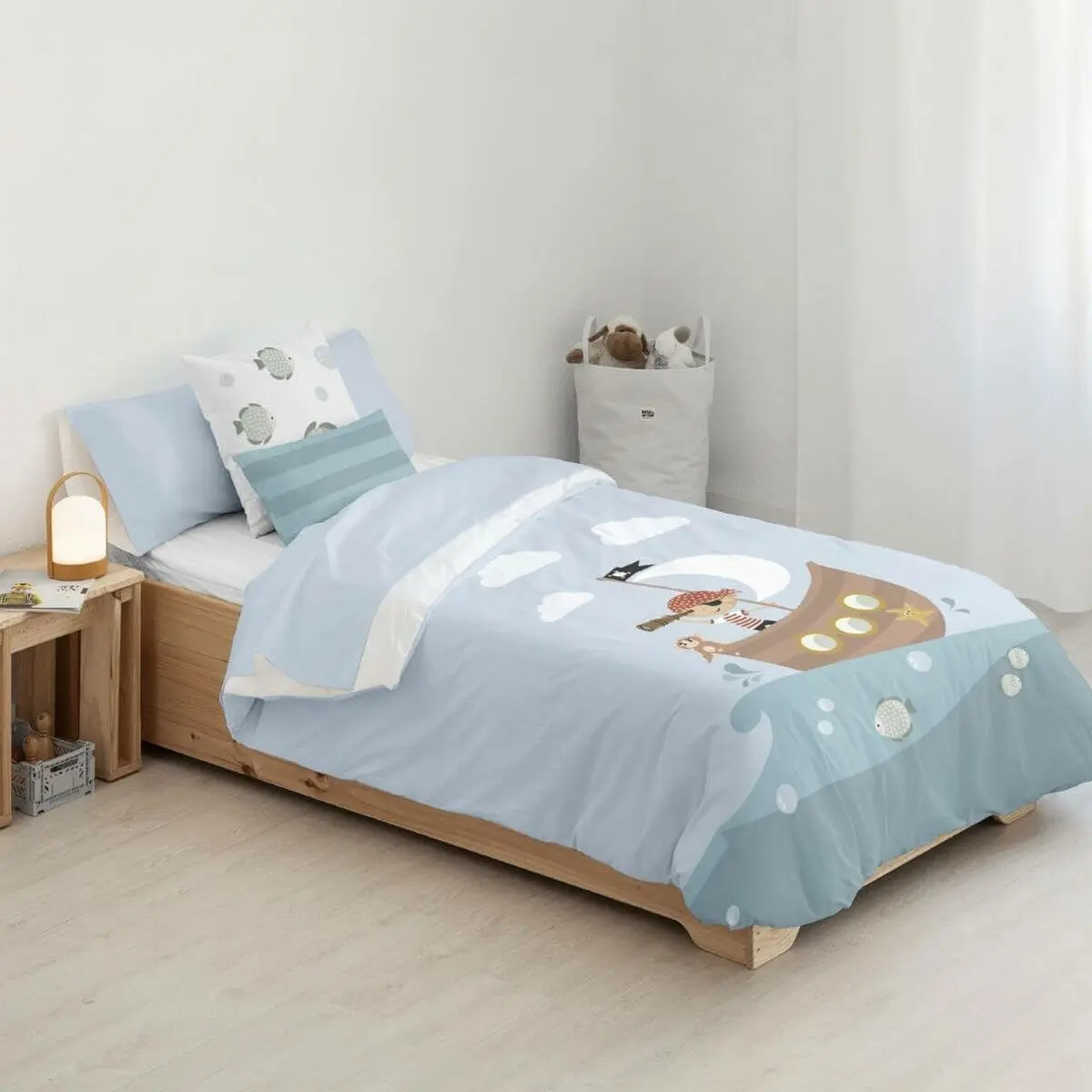 Copripiumino Kids&Cotton Farid Azzurro 175 Fili 180 x 220 cm