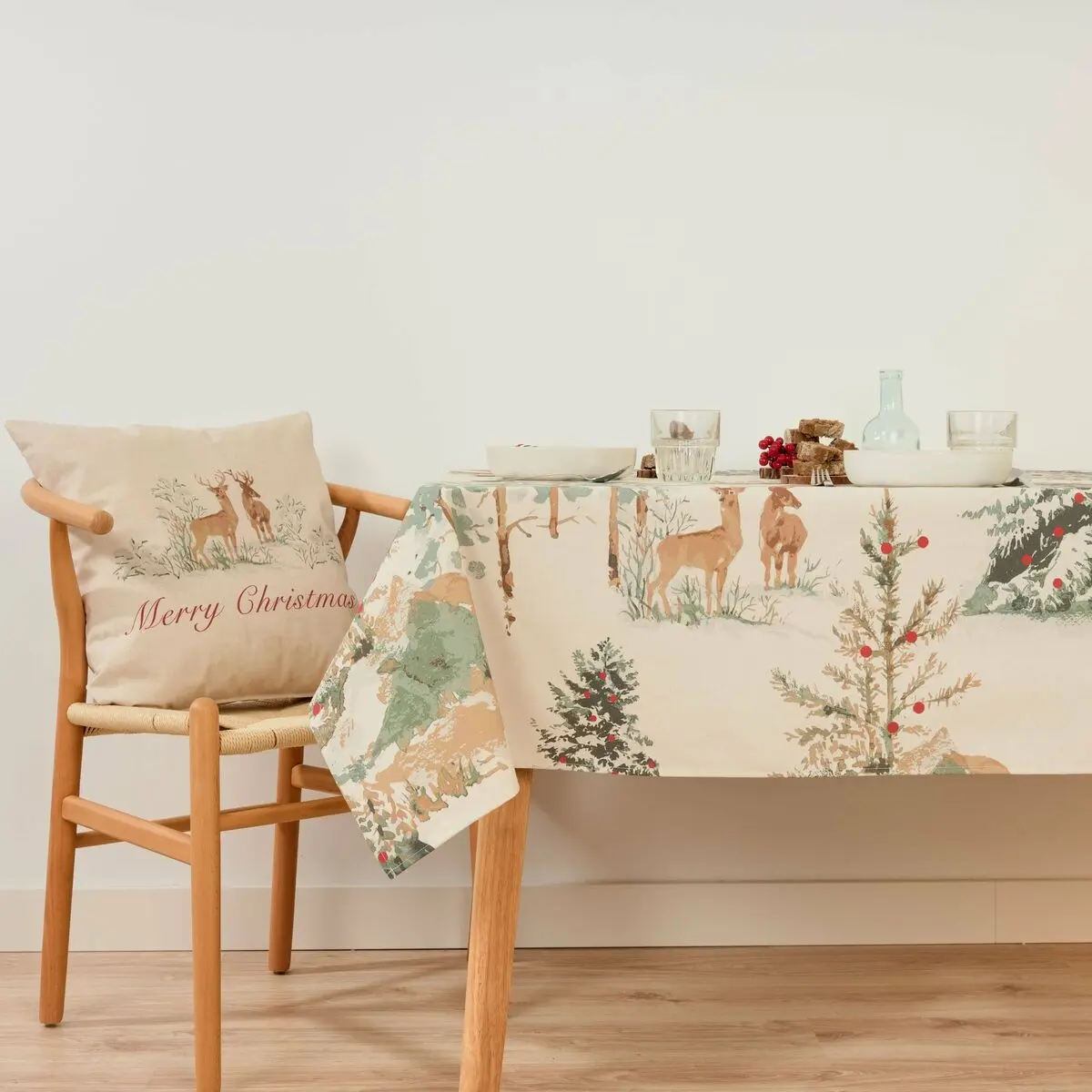 Tovaglia in resina antimacchia Belum Christmas Deer 100 x 140 cm