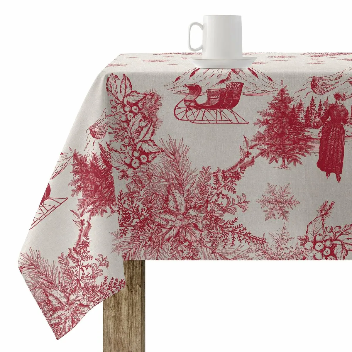 Tovaglia in resina antimacchia Belum Christmas Toile 100 x 140 cm