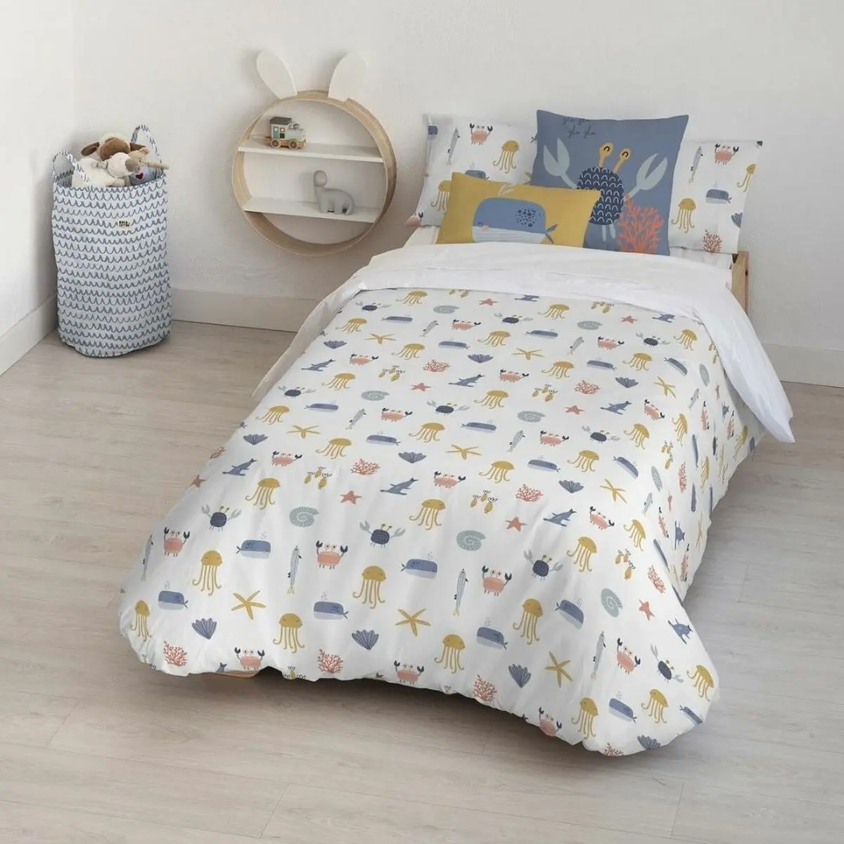 Set di copripiumino Kids&Cotton Malu Small Azzurro 155 x 220 cm