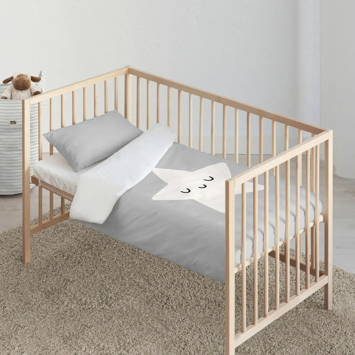 Set di copripiumino Kids&Cotton Nadir Grigio 100 x 120 cm