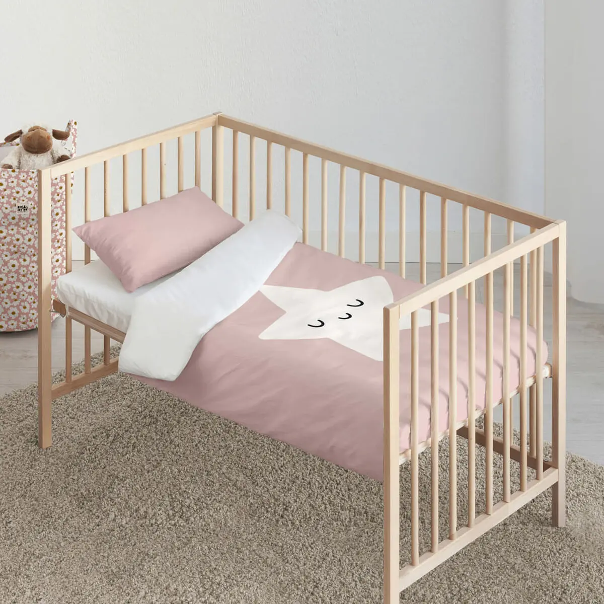 Set di copripiumino Kids&Cotton Nadir Rosa 100 x 120 cm