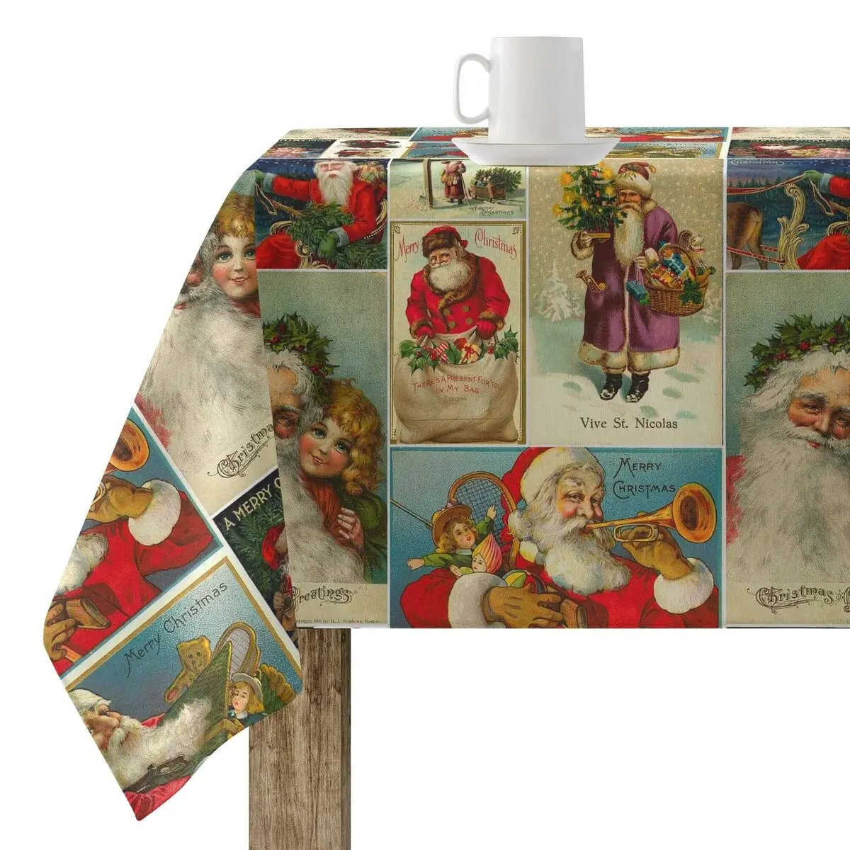 Tovaglia in resina antimacchia Belum Vintage Christmas 100 x 140 cm