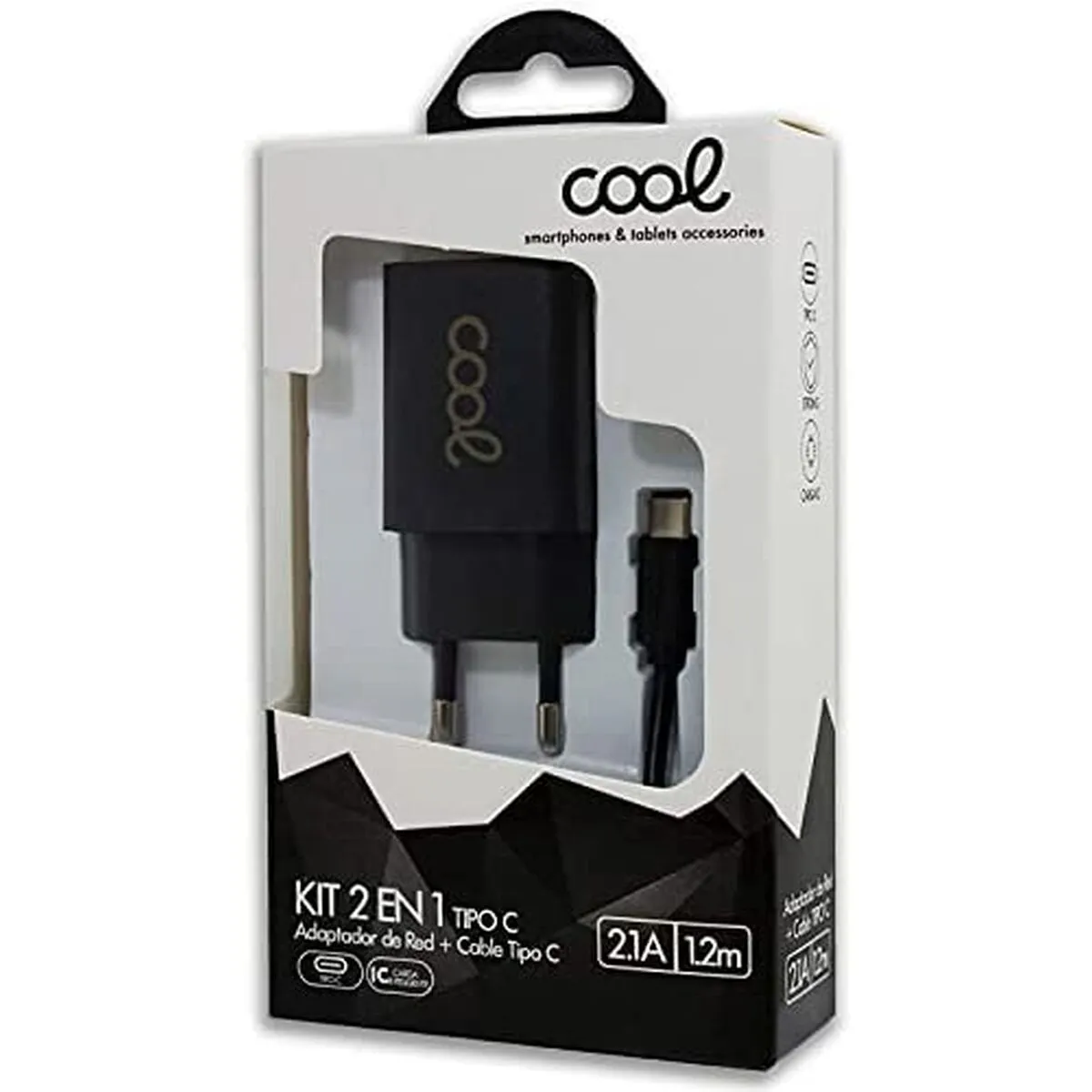 Caricabatterie da Parete Cool Kit 2 en 1 Nero