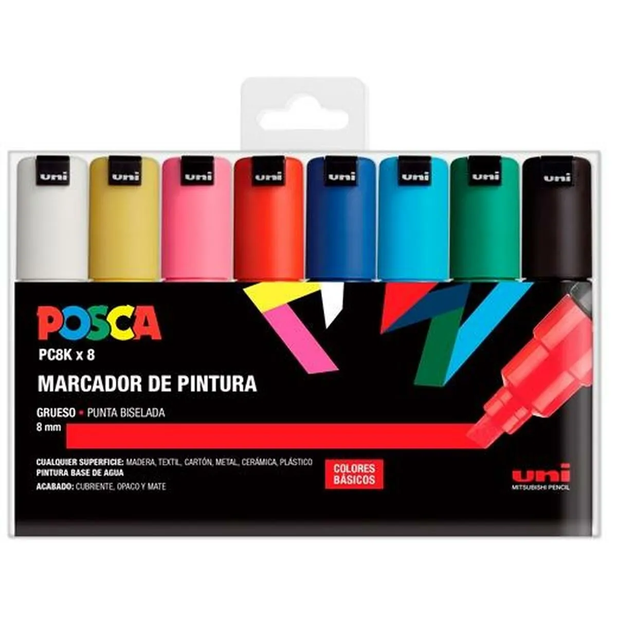 Set di Pennarelli POSCA PC-8K 8 Pezzi Multicolore