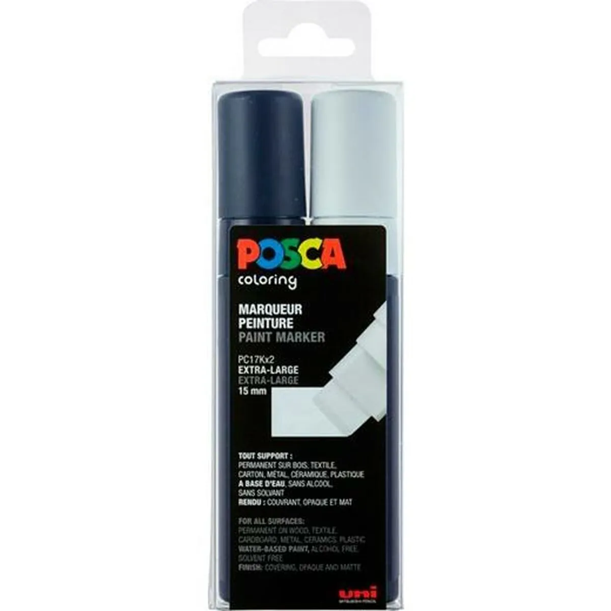 Set di Pennarelli POSCA PC-17K Bianco Nero