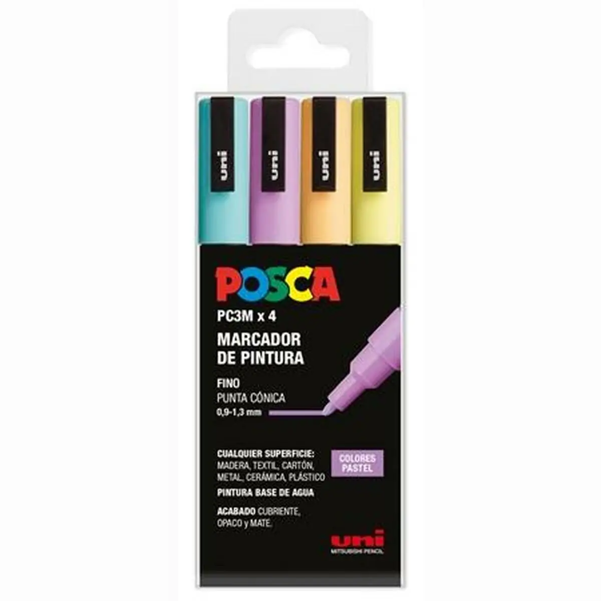 Pennarello per vernice acrilica POSCA PC-3M/4C Torta 0,9-1,3 mm 4 Pezzi