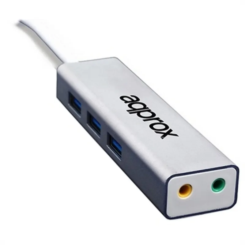 Scheda Audio Esterna approx! APPUSB51HUB USB 3.0 3.5 mm Grigio