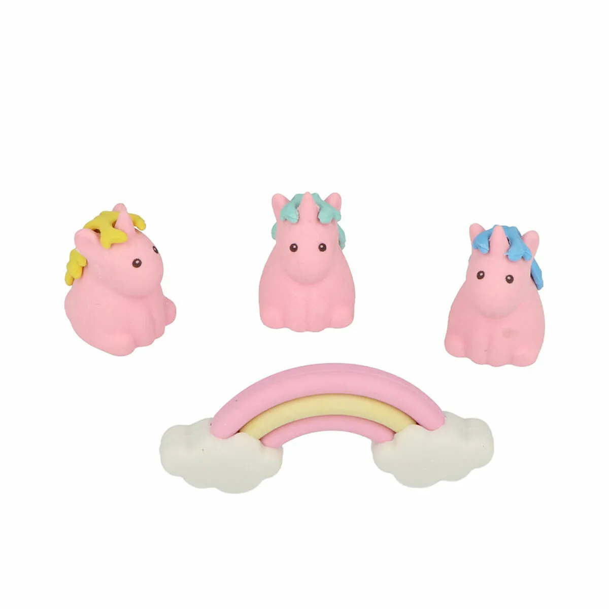 Set di Gomme da Cancellare Inca   Unicorno Arcobaleno (4 Unità)