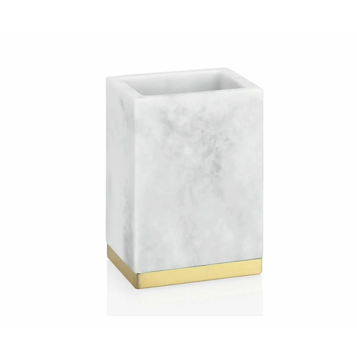 Portaspazzolini da Denti Alexandra House Living Bianco Dorato Acciaio inossidabile Poliresina 5 x 10 x 7 cm