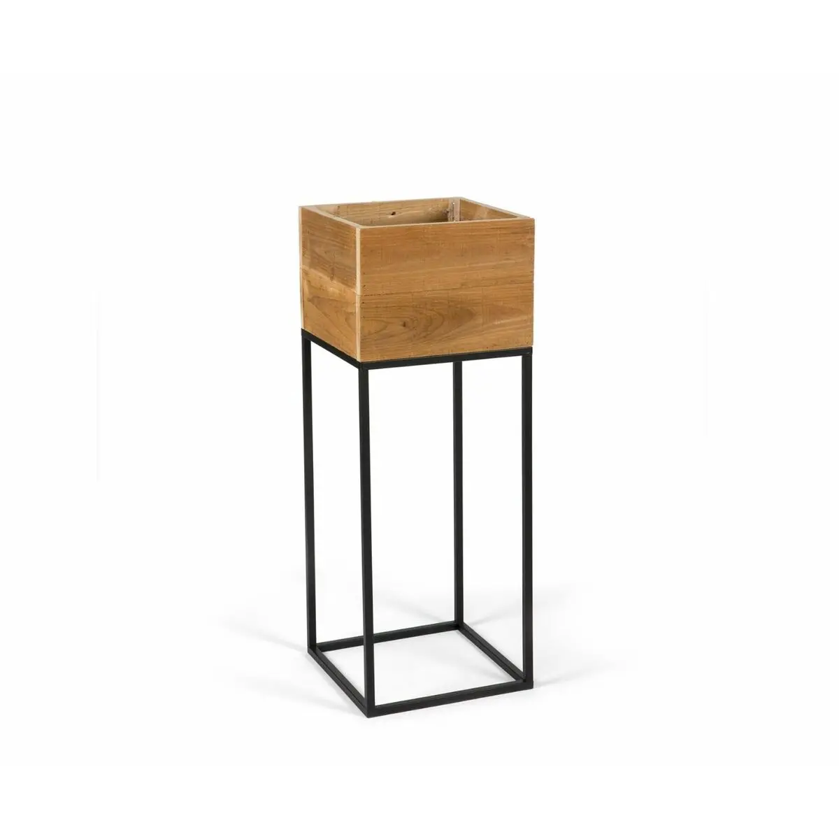 Vaso con supporto Alexandra House Living Marrone Nero Metallo Legno Riciclato 28 x 28 x 75 cm