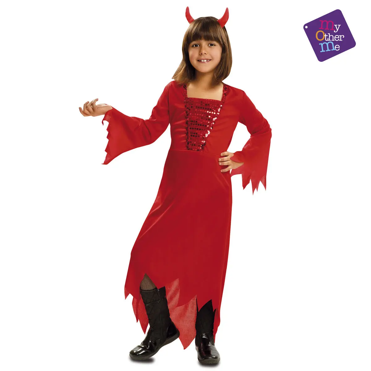 Costume per Bambini My Other Me Demonio Donna Rosso 5-6 Anni (2 Pezzi)