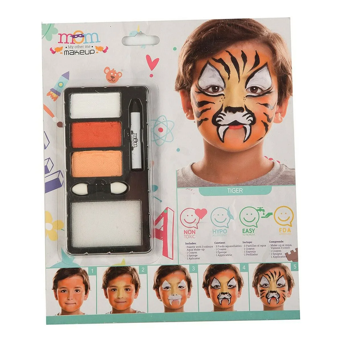 Set da Trucco My Other Me Tigre 24 x 20 cm Unisex Multicolore