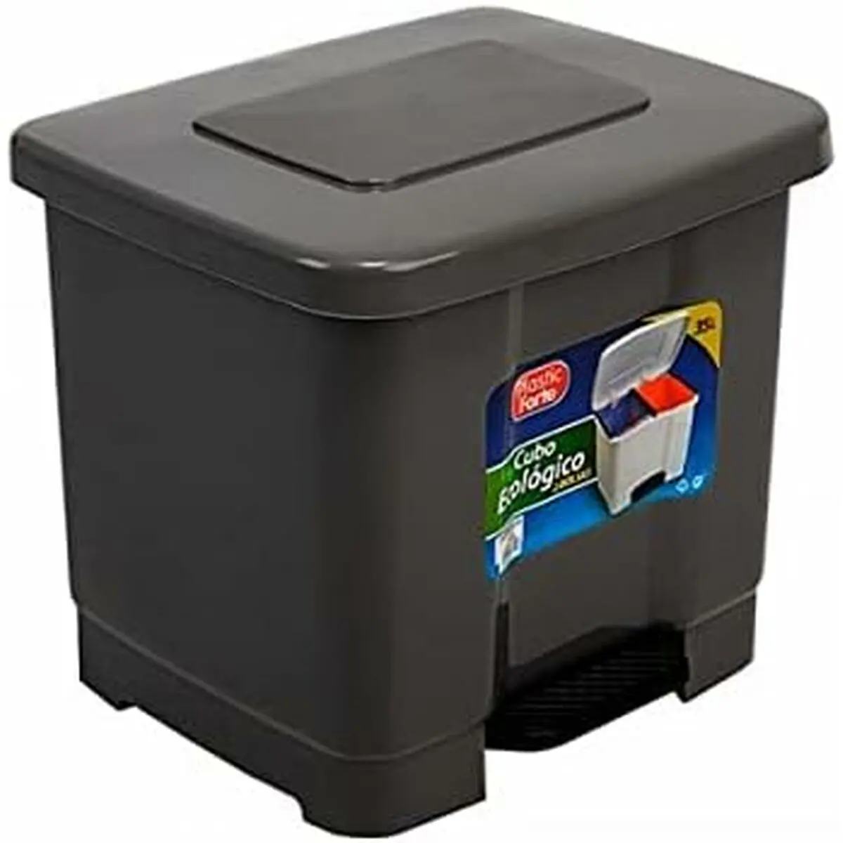 Secchio della Spazzatura a Pedale Plastic Forte 1126522 Nero Plastica 30 L