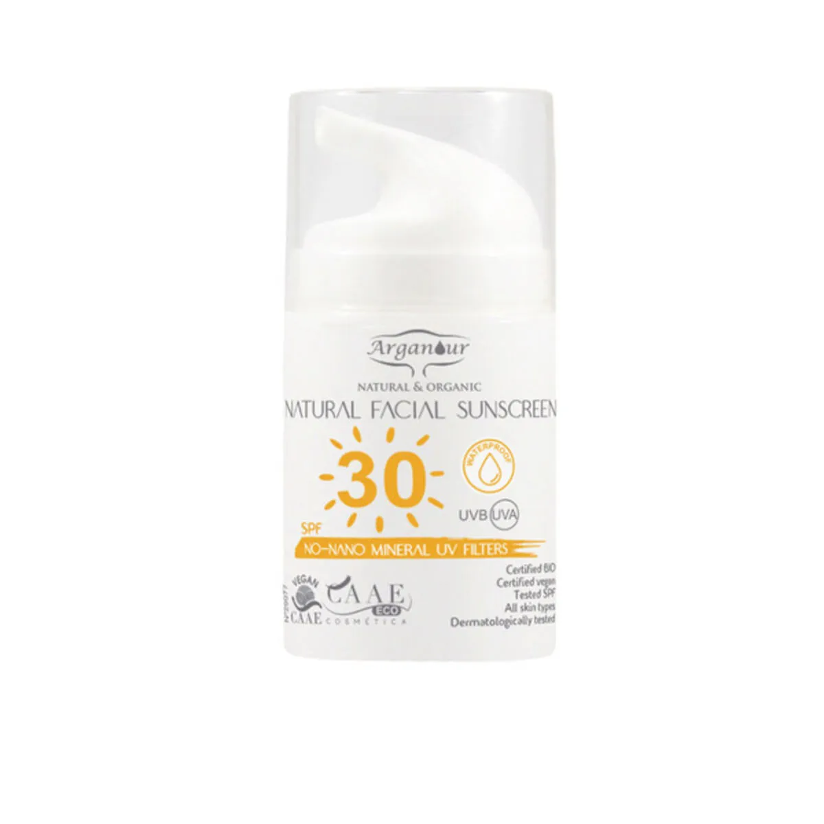 Protezione Solare Viso Natural & Organic Arganour Organic Spf 30 50 ml