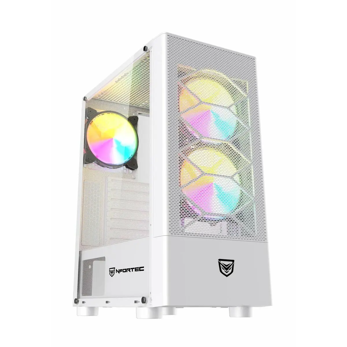 Case computer desktop ATX Nfortec Caelum RGB Bianco