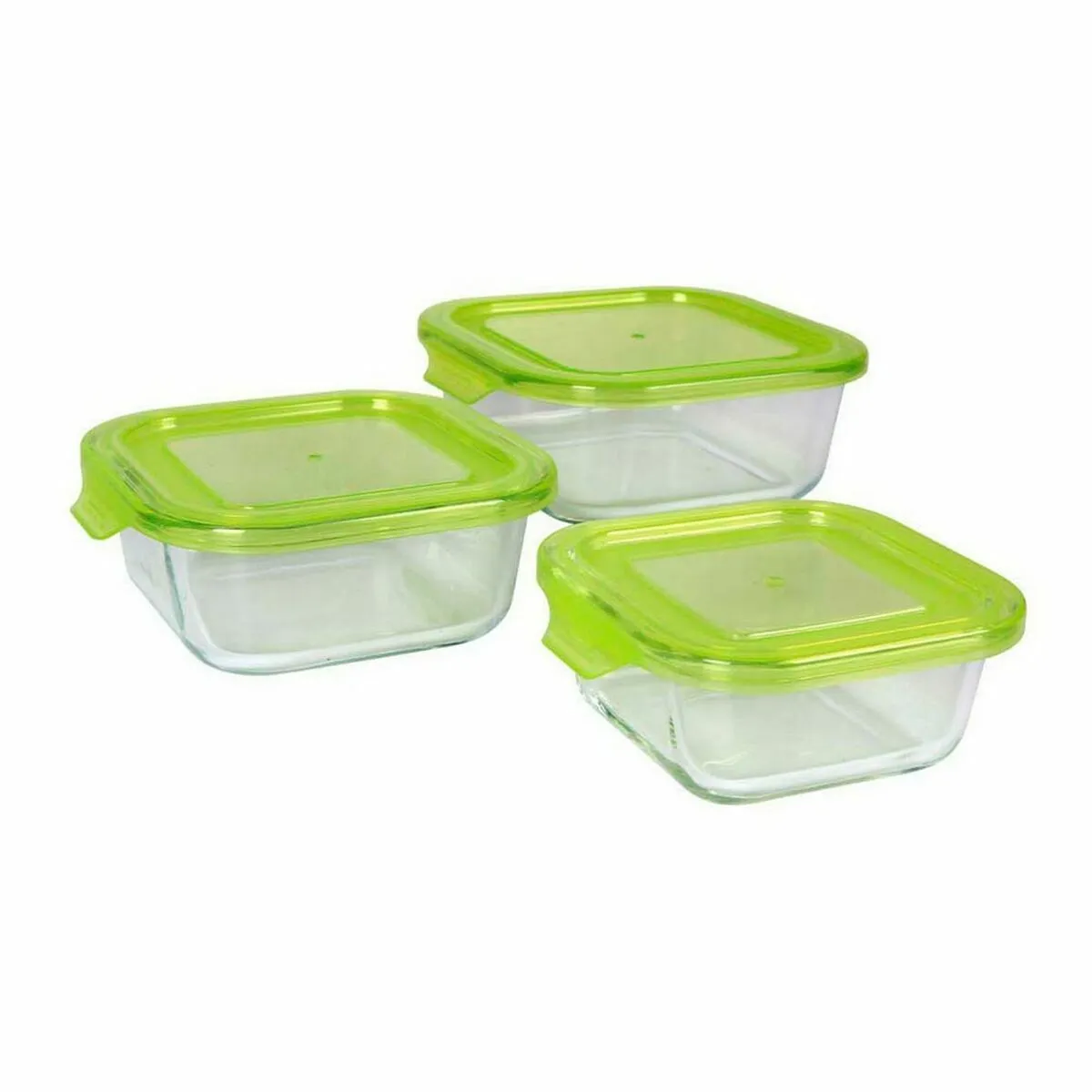 Set di 3 scatole porta pranzo Quttin Rettangolare Trasparente Verde