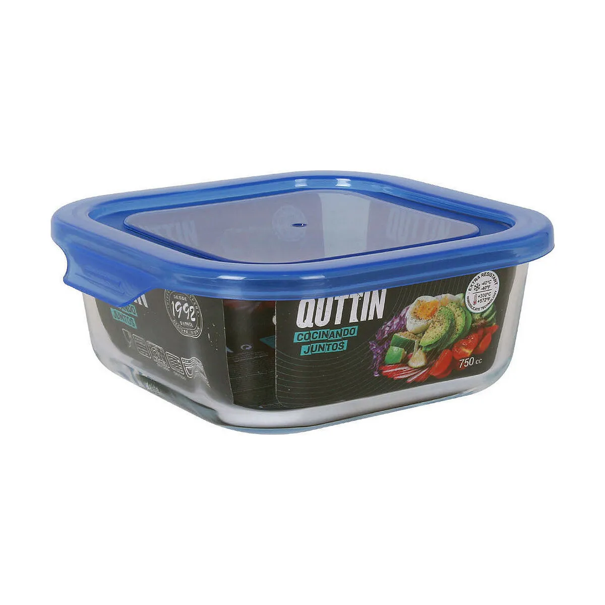 Porta pranzo Quttin   Azzurro Quadrato 750 ml 16 x 16 x 6 cm