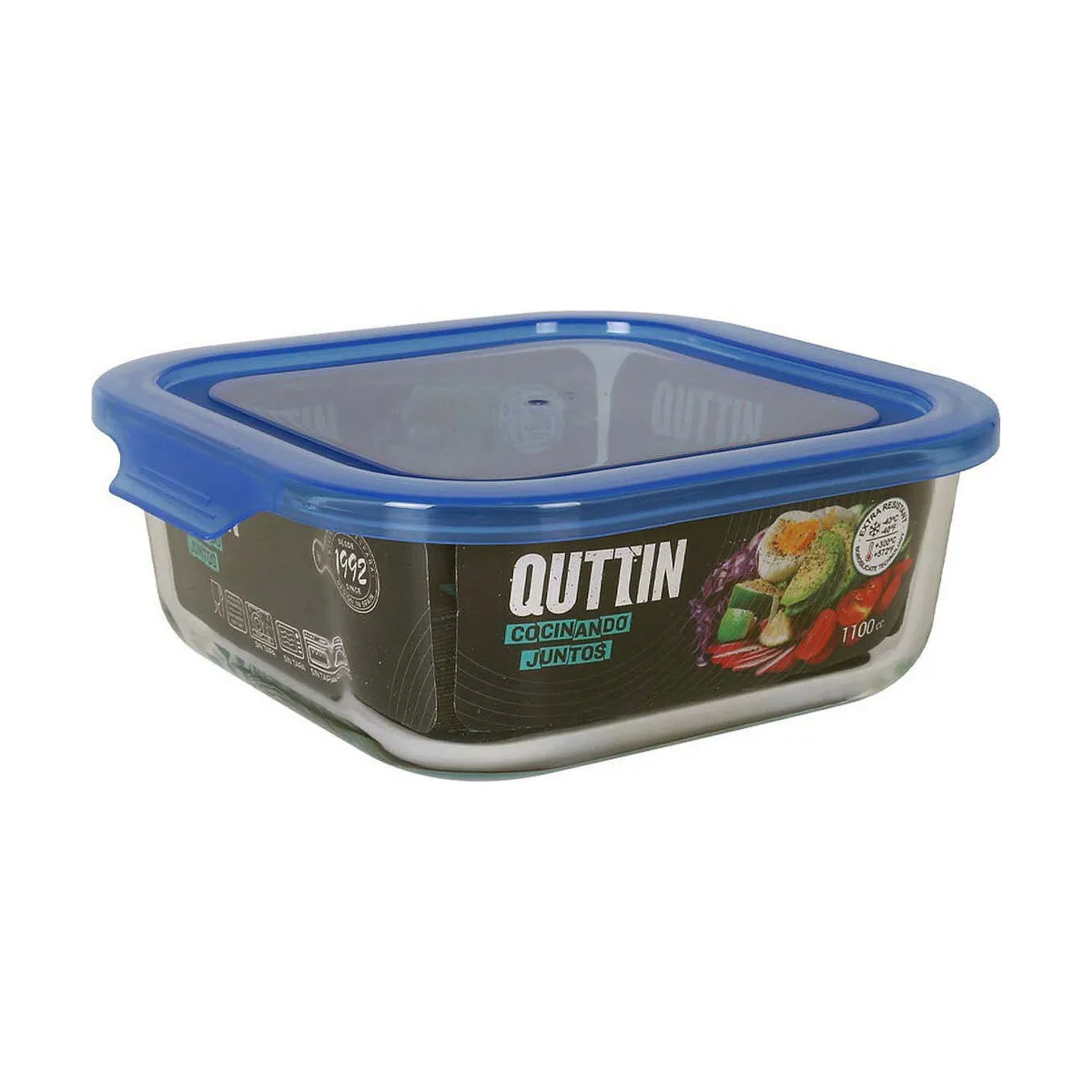 Porta pranzo Quttin   Azzurro Quadrato 18,5 x 18,5 x 7 cm 1,1 L