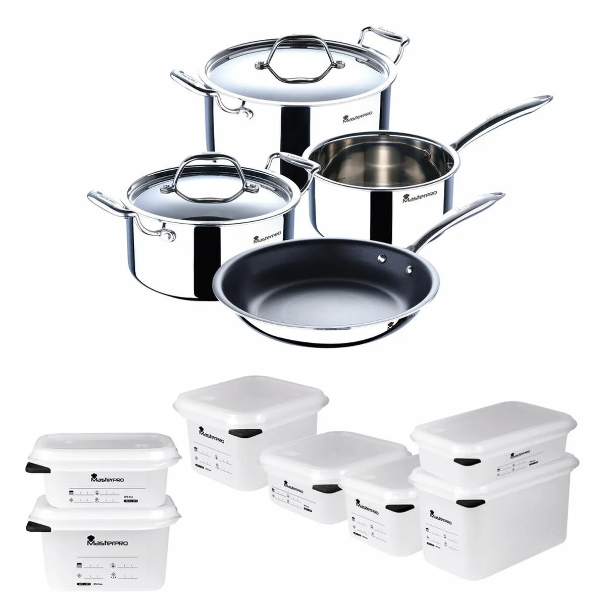 Batteria da Cucina Masterpro Cookware Triply 11 Pezzi (11 pcs)