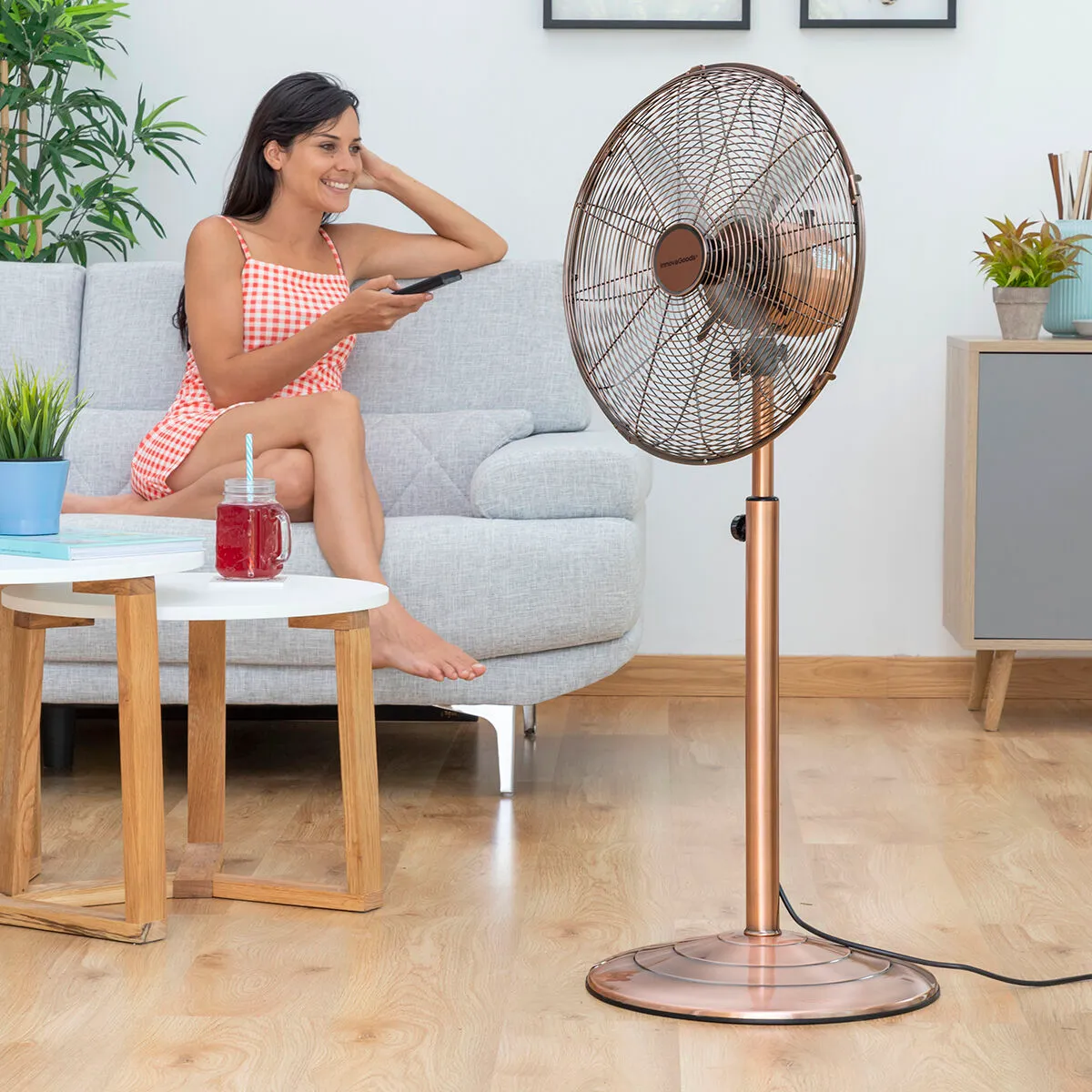 Ventilatore a Piantana Copper Retro InnovaGoods Ø 40 cm 55W