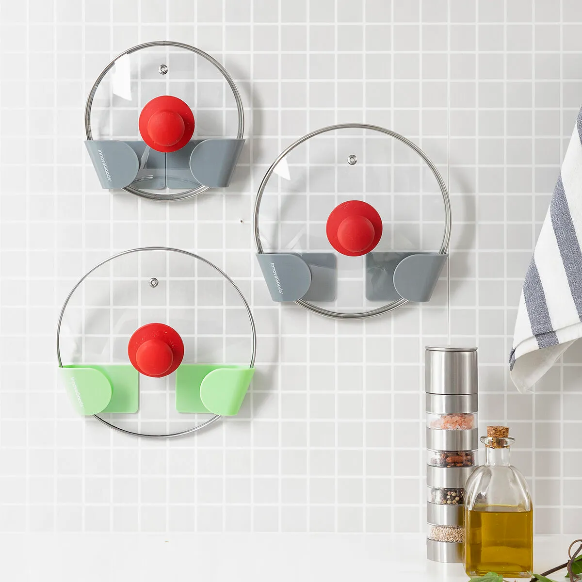 Set di 3 Supporti Adesivi per Coperchi da Cucina Smarack InnovaGoods