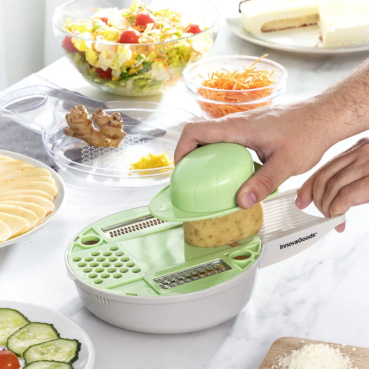 Grattugia-Mandolina Multifunzione 6 in 1 con Accessori e Ricette Gradder InnovaGoods