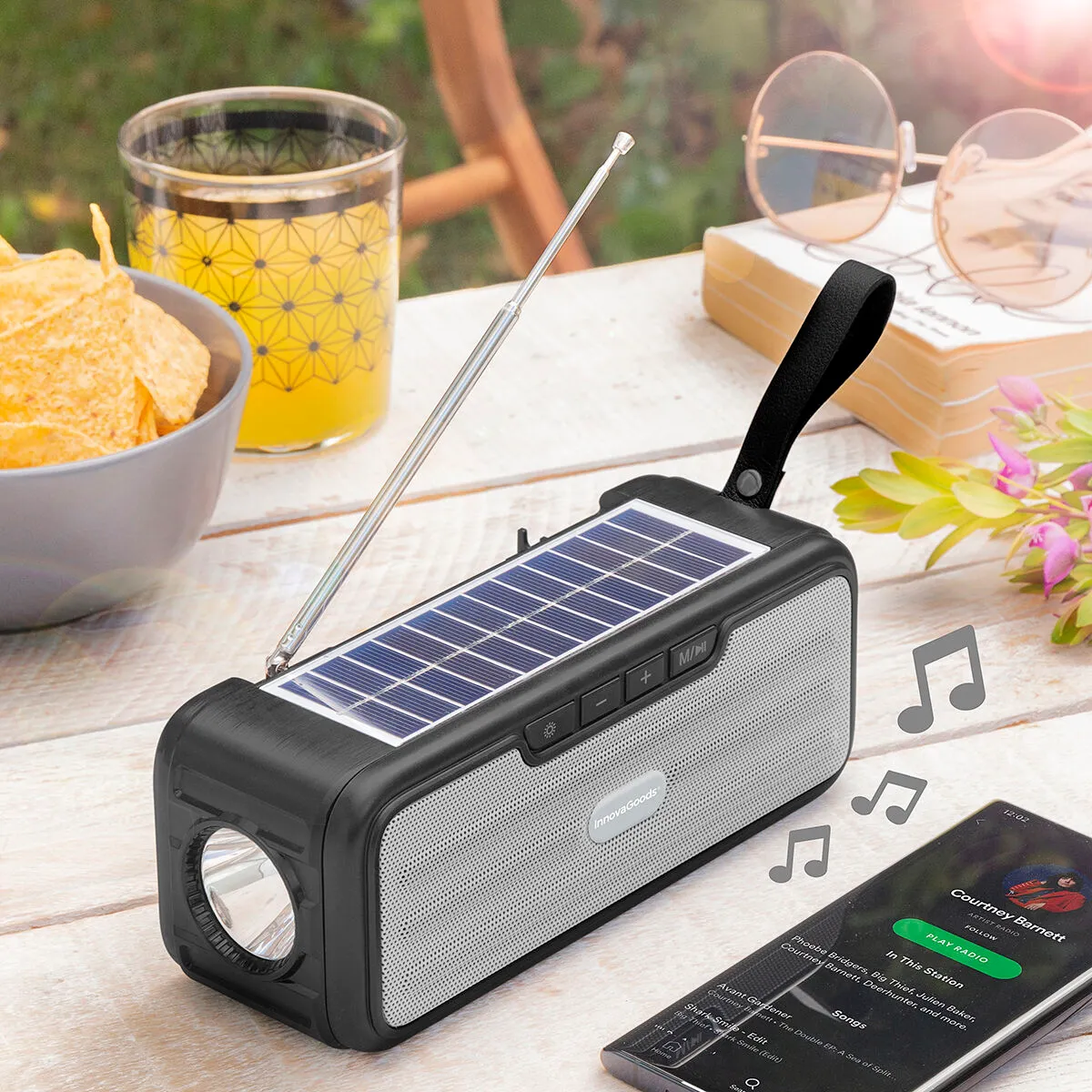 Altoparlante Wireless con Ricarica a Luce Solare e Torcia a LED Sunker InnovaGoods