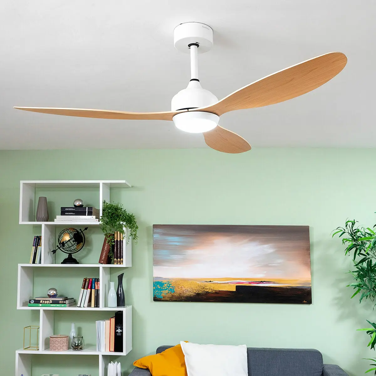 Ventilatore da Soffitto con Luce LED e 3 Pale ABS Wuled InnovaGoods Legno 36 W