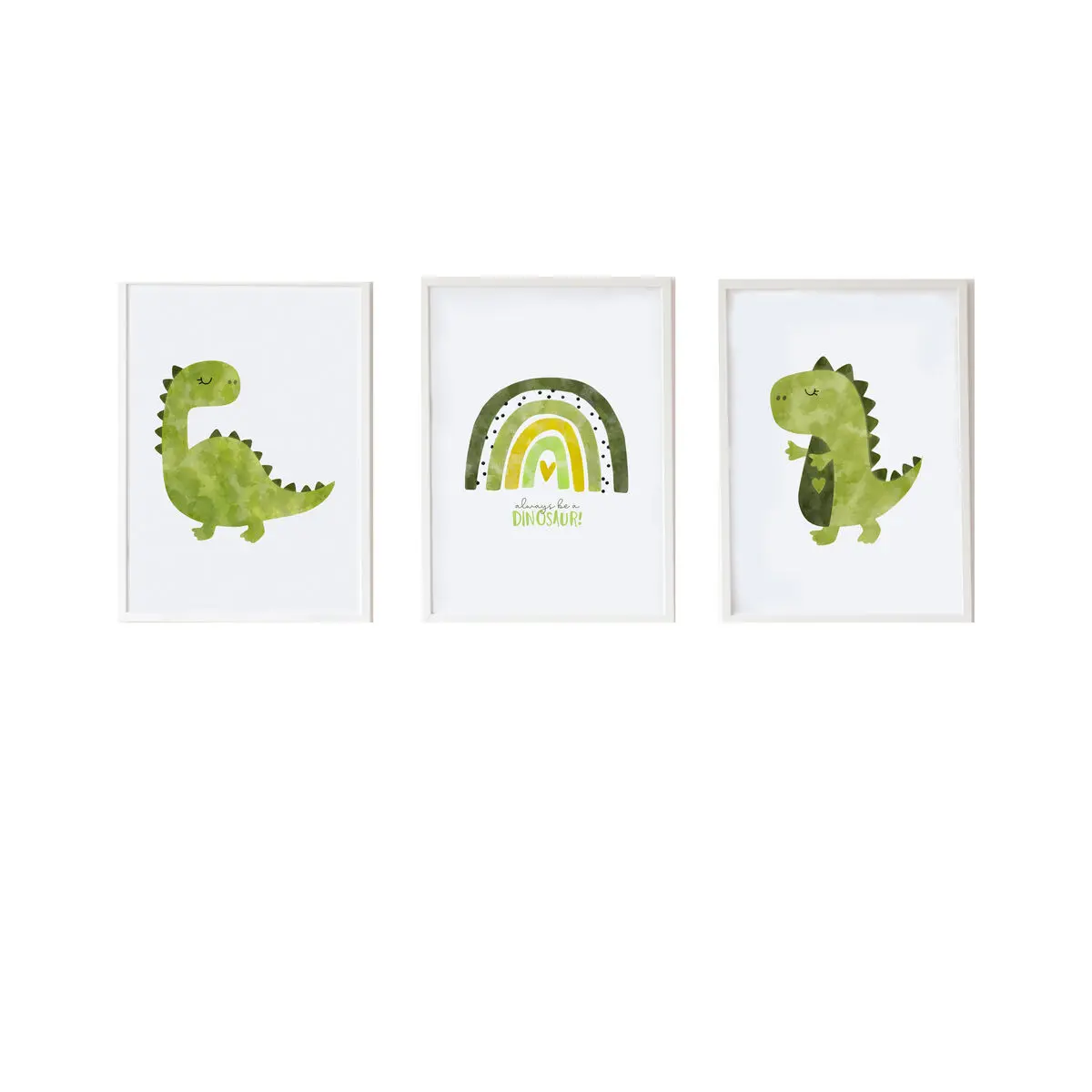 Set di 3 quadri Crochetts 33 x 43 x 2 cm Arcobaleno Dinosauro 3 Pezzi