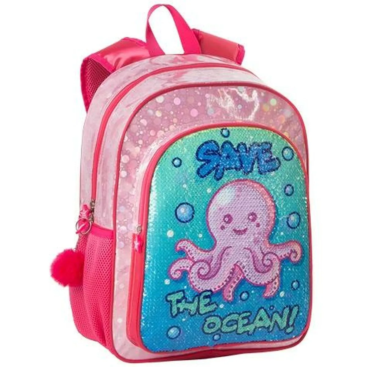 Zaino Scuola Save the Ocean! Rosa Polipo 31 x 42 x 15 cm