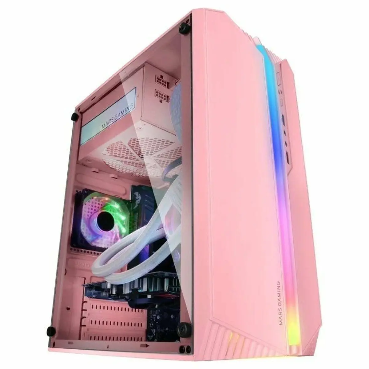 Case computer desktop ATX Mars Gaming MC-S1 Nero Rosa