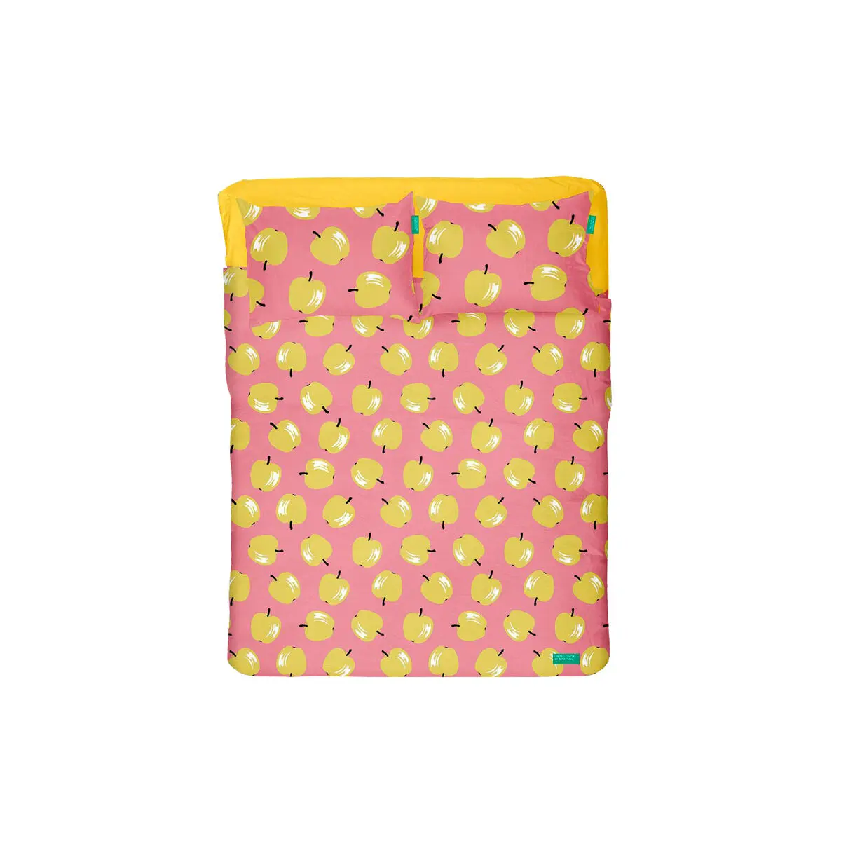 Set di Lenzuola Benetton Giallo Rosa Standard Mela 4 Pezzi