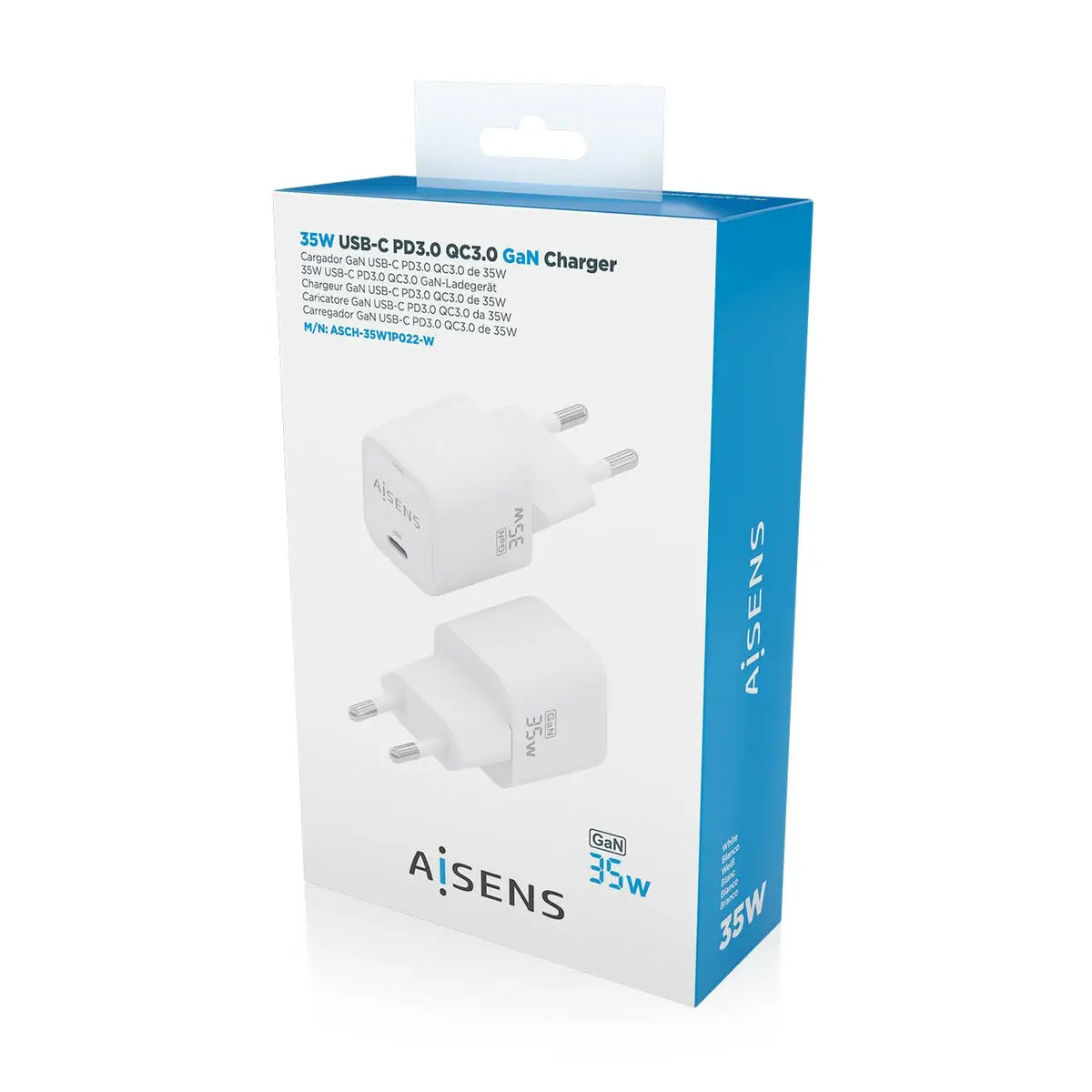 Caricabatterie da Parete Aisens ASCH-35W1P022-W Bianco 35 W (1 Unità)