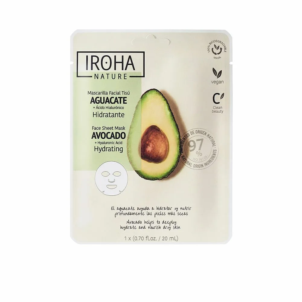 Maschera Viso Idratante Iroha Nature Mask Avocado Acido Ialuronico (1 Unità) (20 ml)