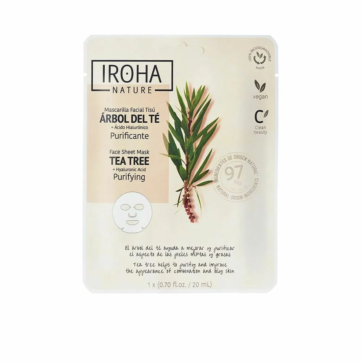 Maschera Purificante Iroha Nature Acido Ialuronico Albero del tè (20 ml)