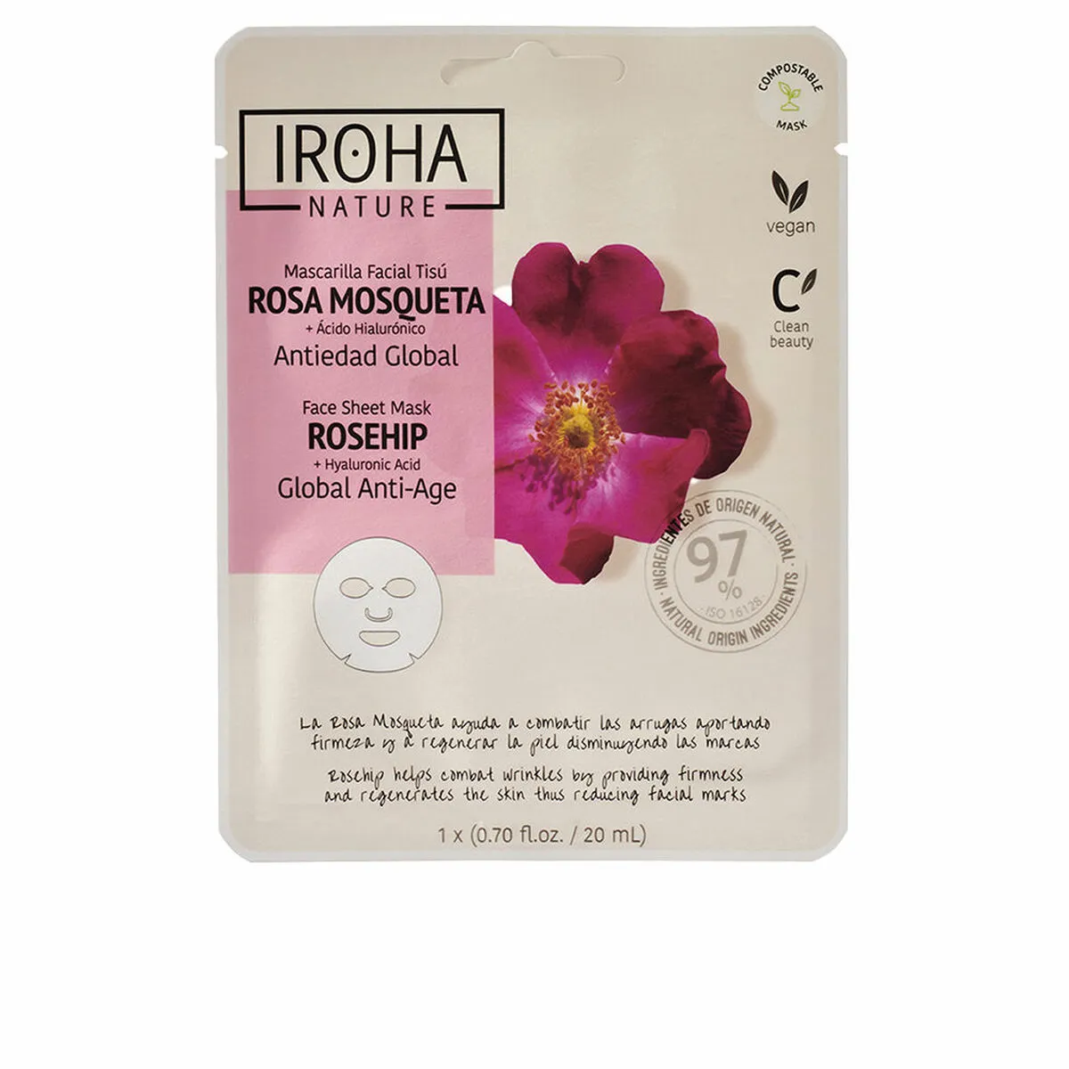 Maschera Idratante Antietà Iroha   Rosa Mosqueta (1 Unità)