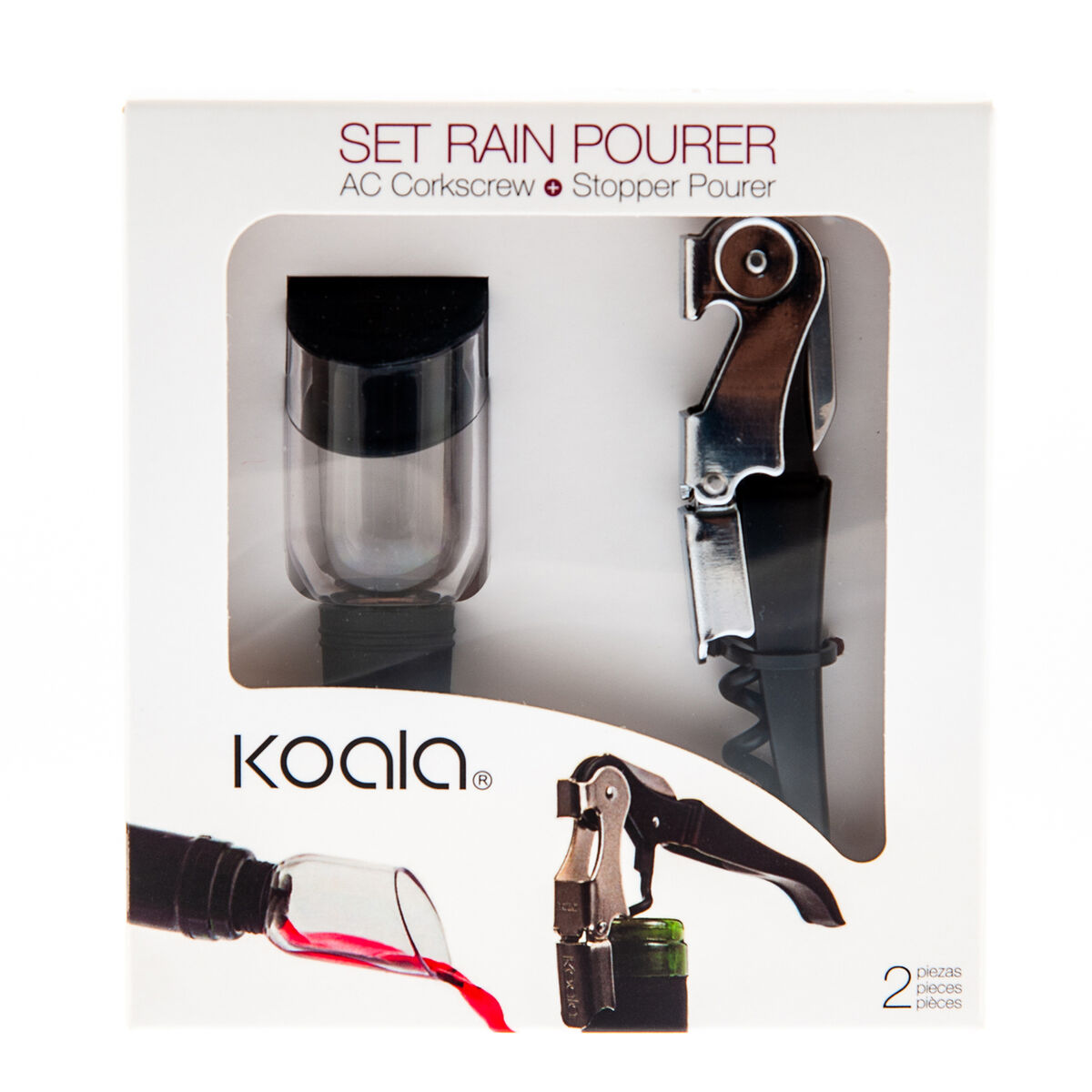 Set di Accessori per il Vino Koala Rain 2 Pezzi Metallo