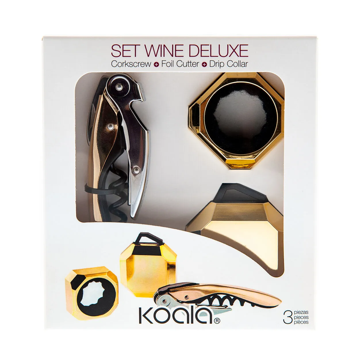 Set di Accessori per il Vino Koala Deluxe Dorato Metallo 3 Pezzi