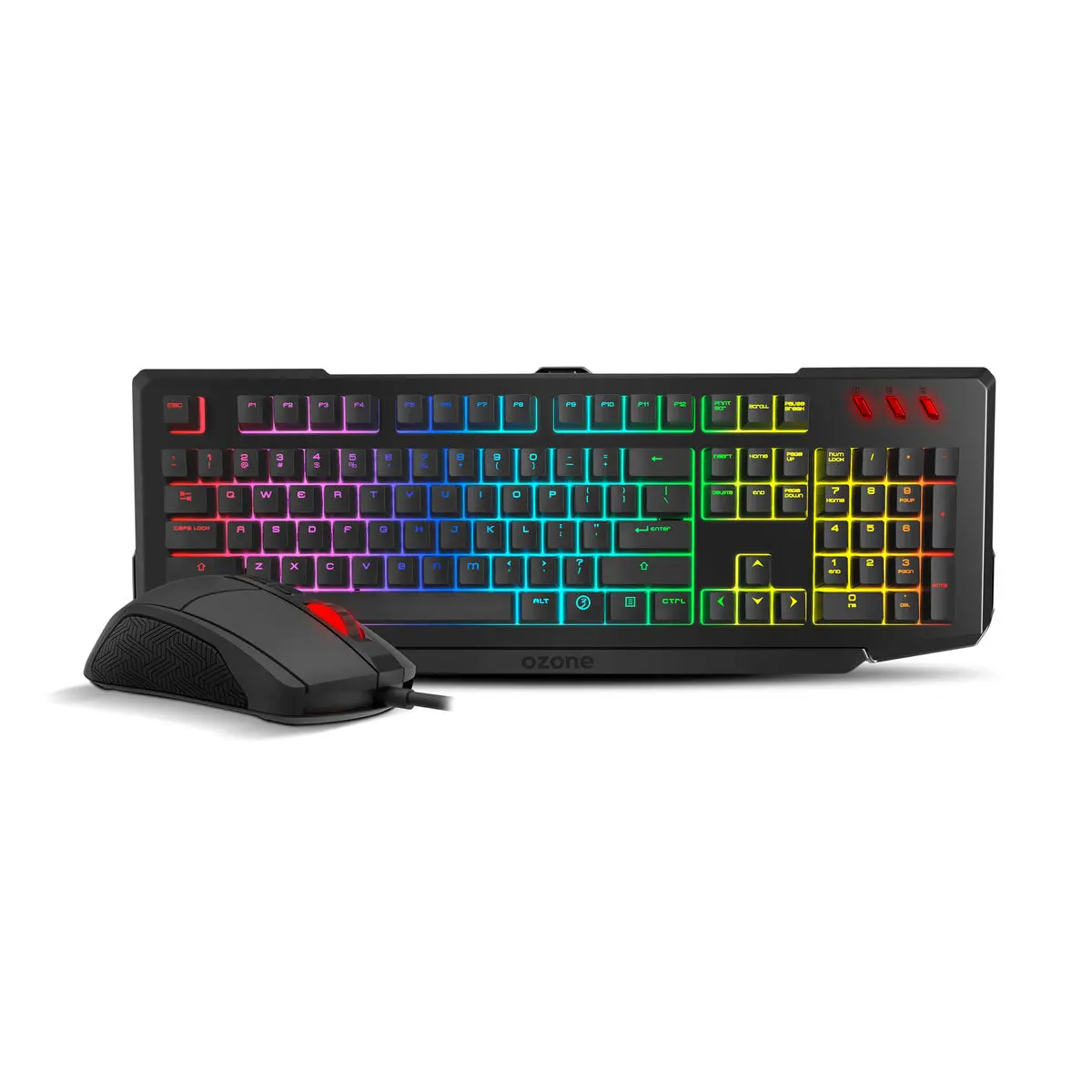 Tastiera e Mouse Gaming OZONE Qwerty in Spagnolo Nero Multicolore