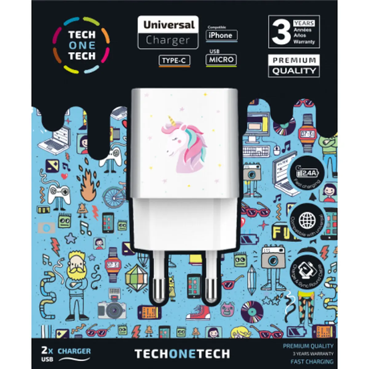 Caricabatterie da Parete Tech One Tech TEC2501 Bianco (1 Unità)