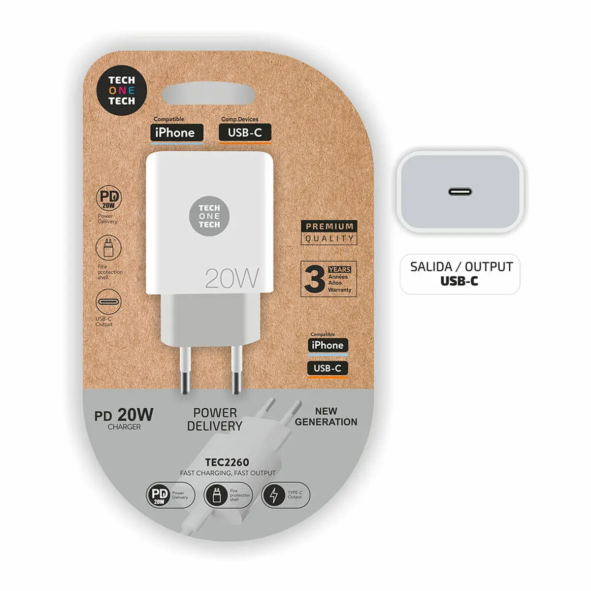 Caricabatterie da Parete Tech One Tech TEC2260 USB-C