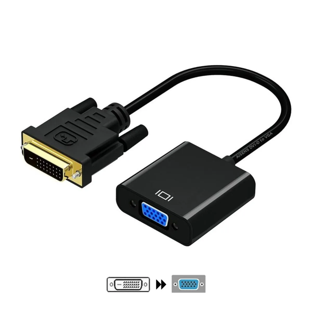 Adattatore DVI-D con VGA Aisens A147-0352 Nero