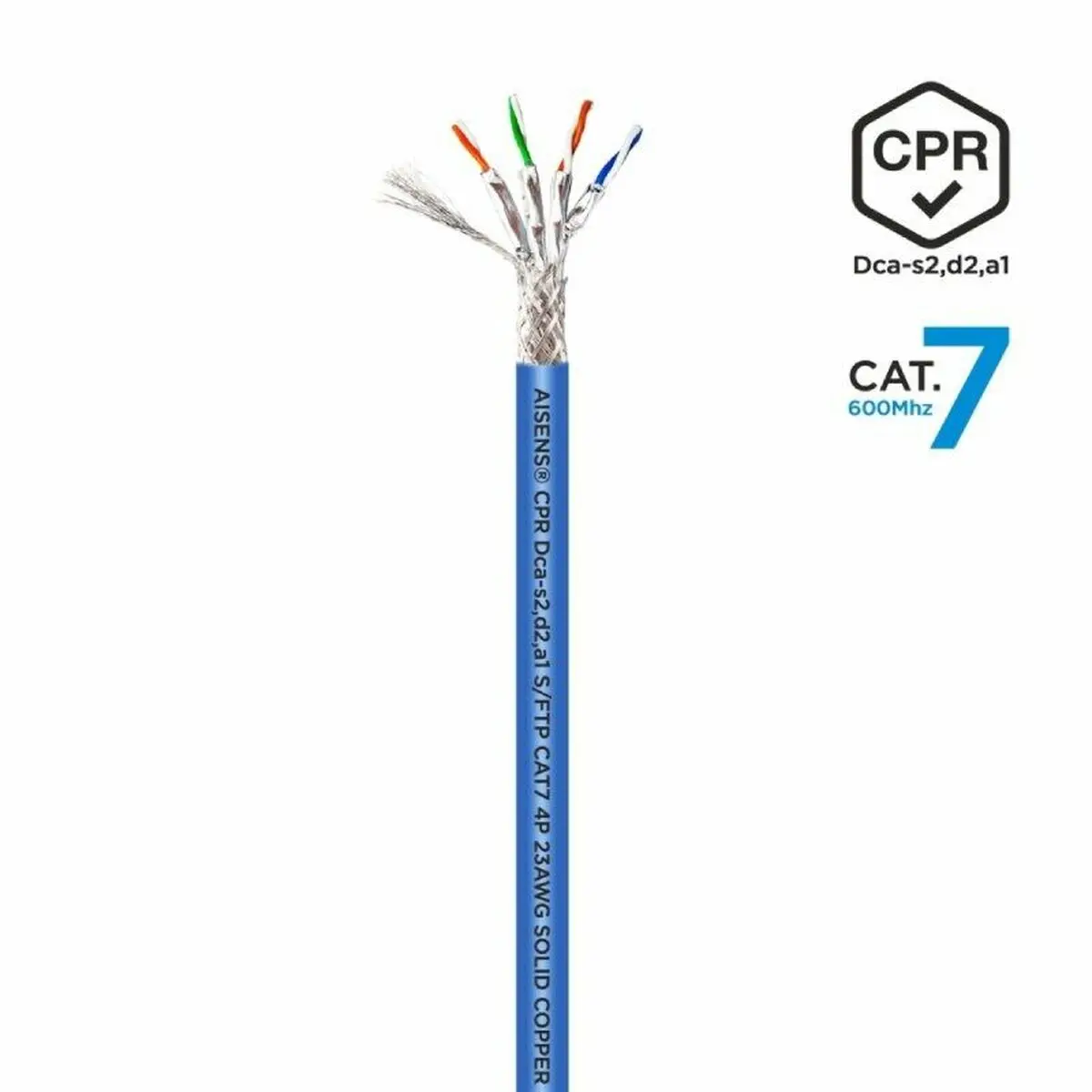 Cavo di Rete Rigido FTP Categoria 7 Aisens AWG23 Azzurro 500 m