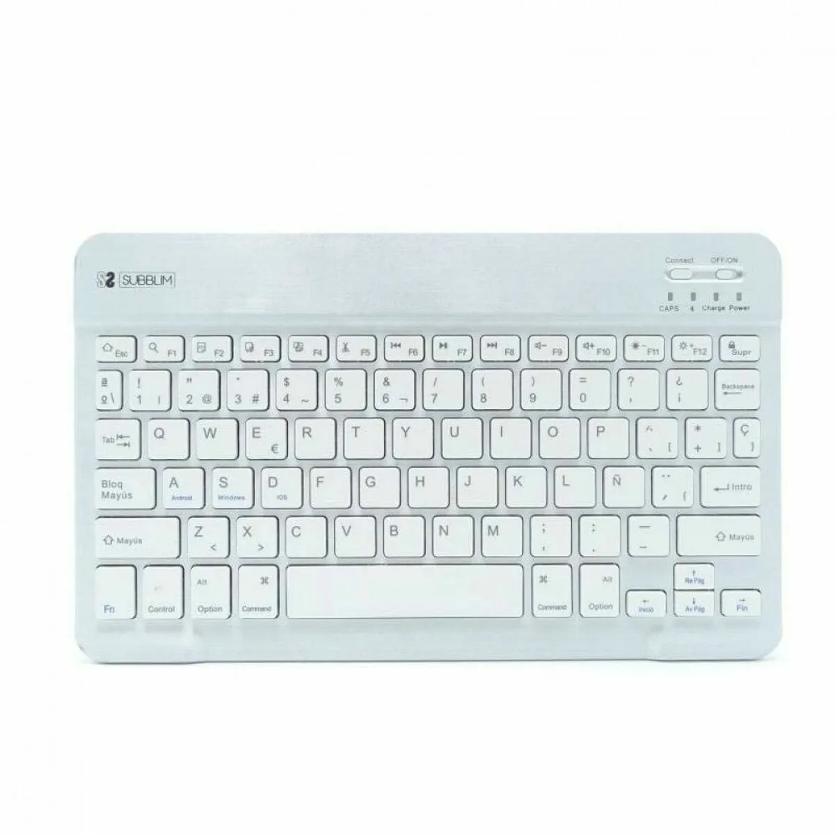 Tastiera Bluetooth Subblim Teclado Bluetooth Smart BT Keyboard Silver Qwerty in Spagnolo Argentato