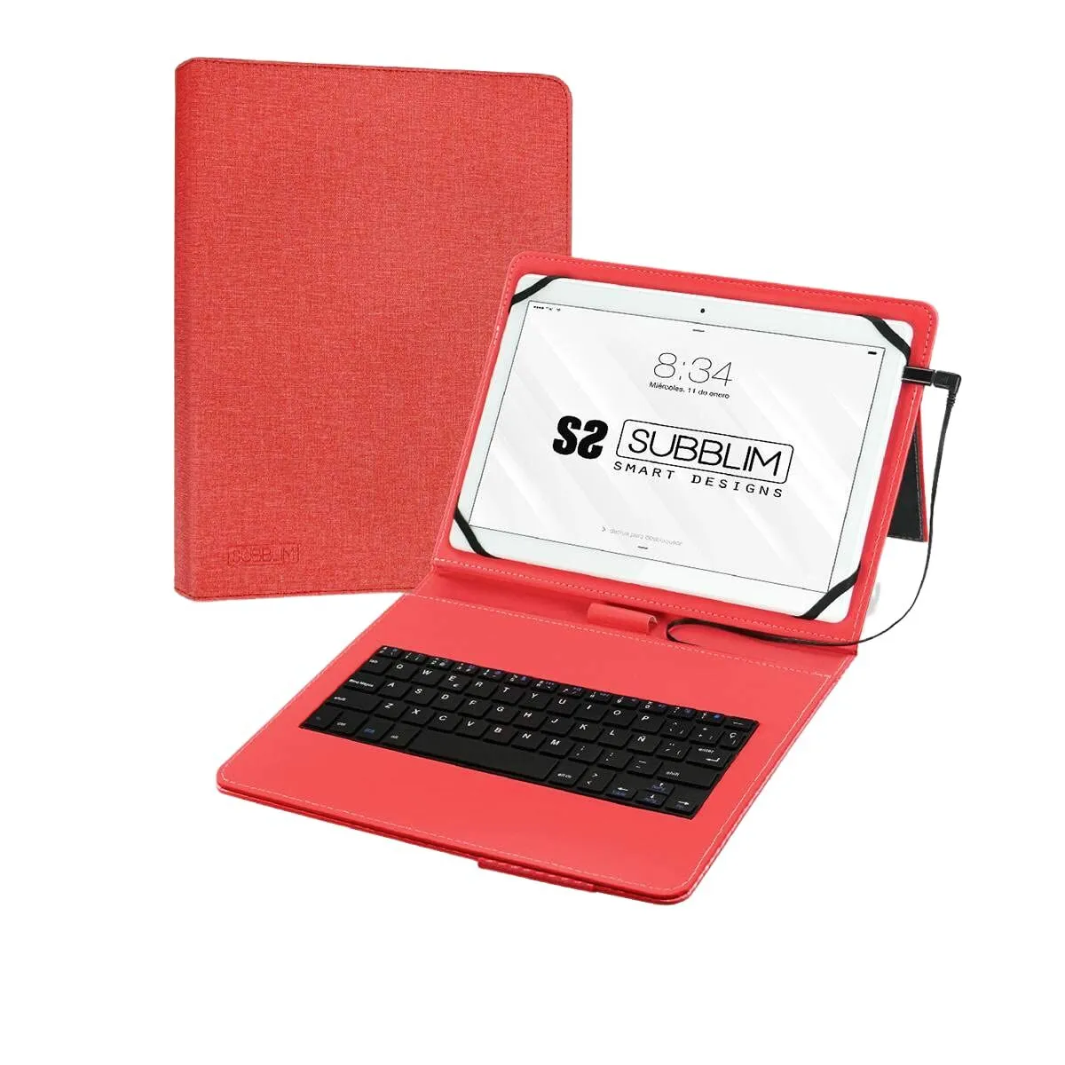 Custodia per Tablet e Tastiera Subblim SUB-KT1-USB002 10.1" Rosso Qwerty in Spagnolo Spagnolo