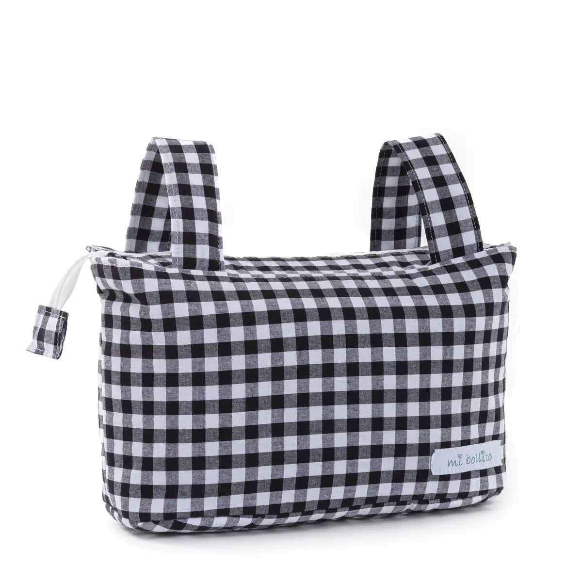 Borsa organizzatrice per passeggino Mi bollito Nero Vichy 15 x 18 x 45 cm