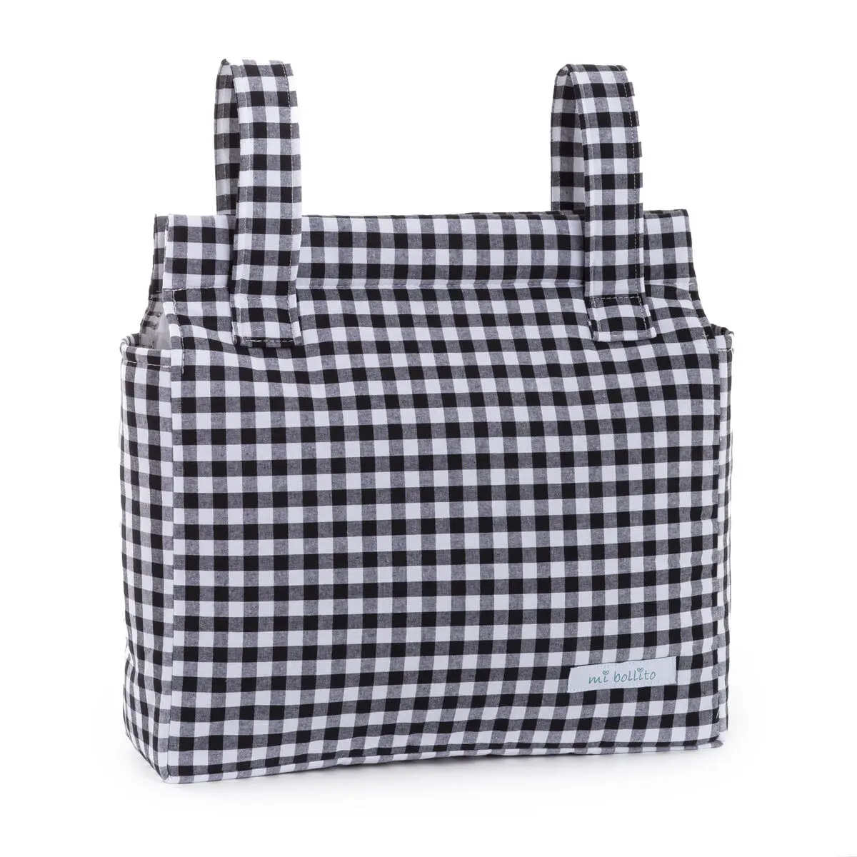 Borsa organizzatrice per passeggino Mi bollito Nero Vichy 10 x 35 x 35 cm