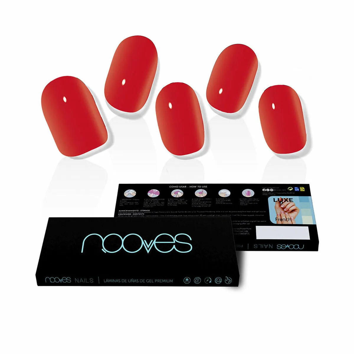 Unghie Finte Nooves Crimson red Gel Autoadesive Rosso