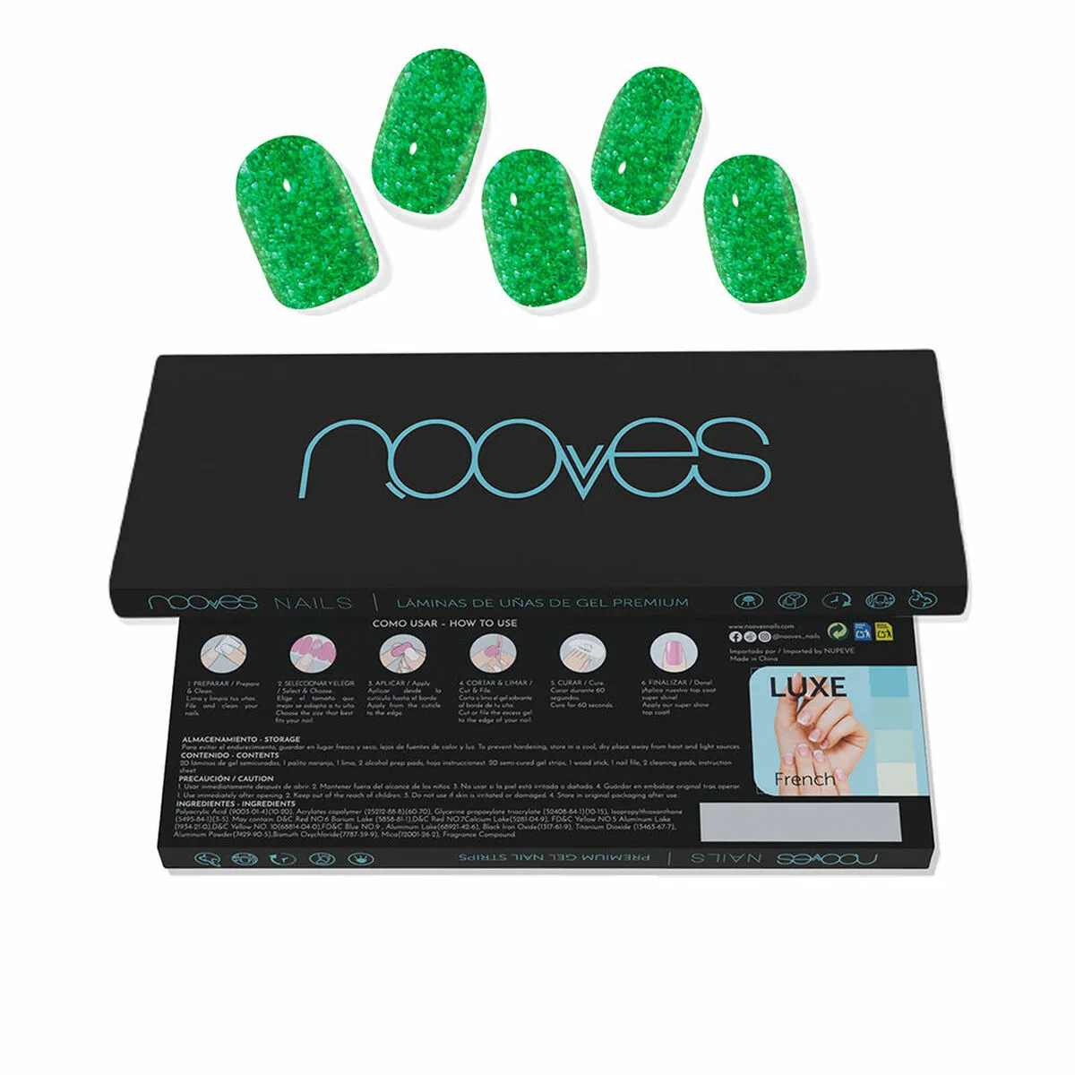 Gel Nail Foils Nooves Glitter green (20 Unità)